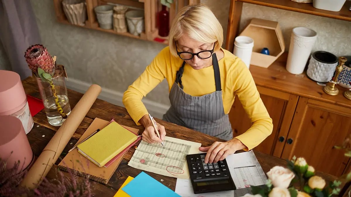 small business owner working on her bookkeeping