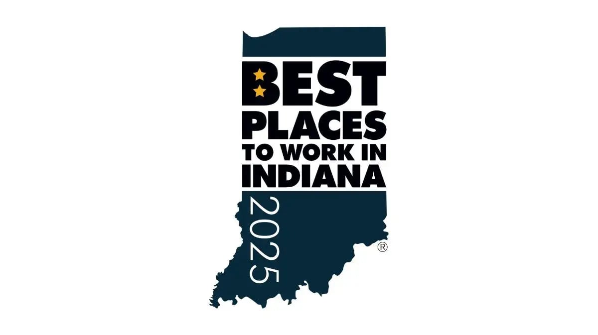 white background with Best Places to Work Indiana logo in the foreground